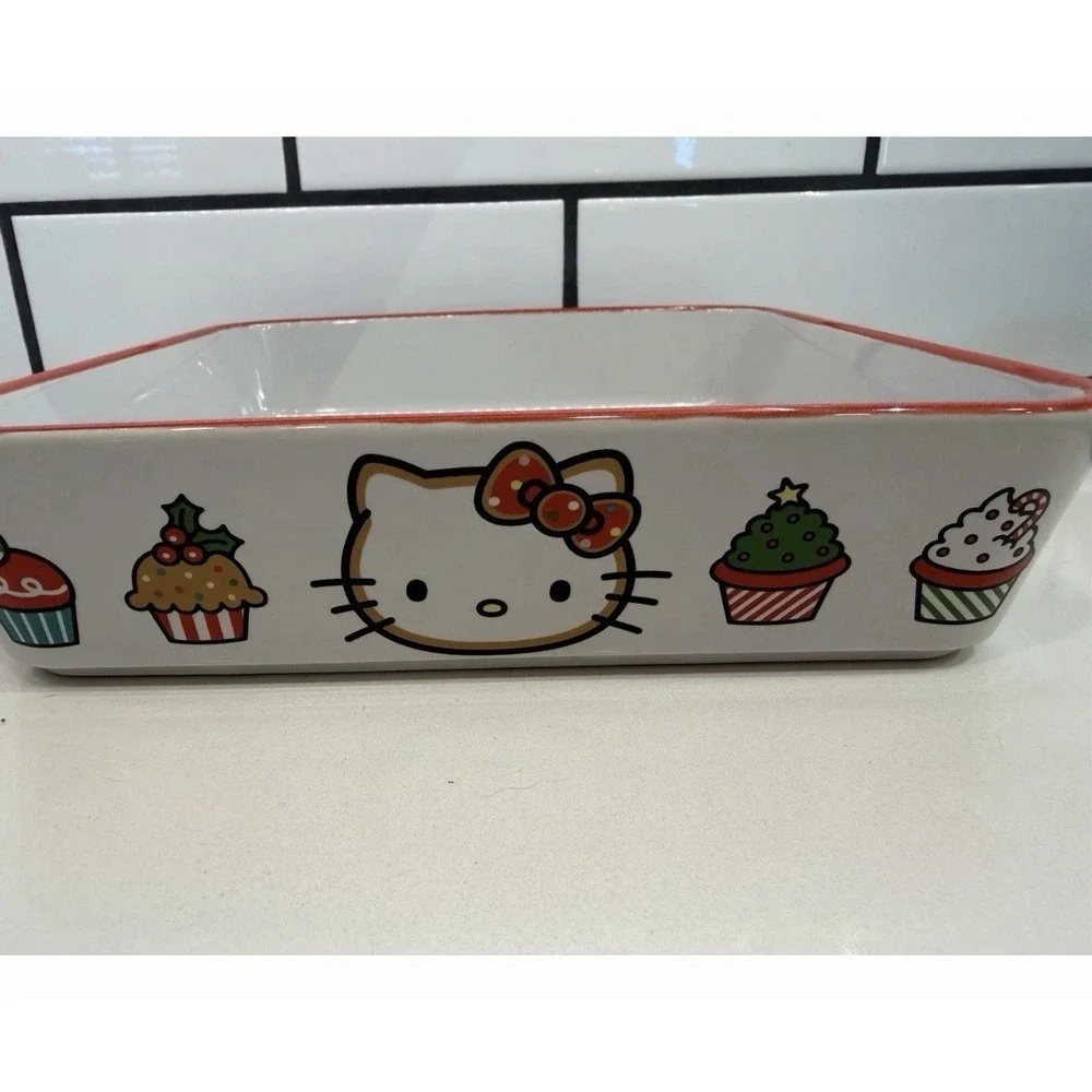Hello Kitty Sanrio Christmas 9x9 Ceramic Baking Dish Cookies Cupcake  New